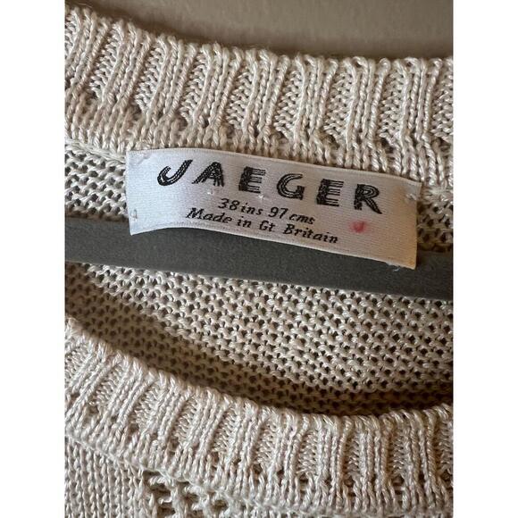 Jaeger Womens Beige Sleeveless Knit Crewneck Sweater Vest Medium Silk Blend - Picture 2 of 8